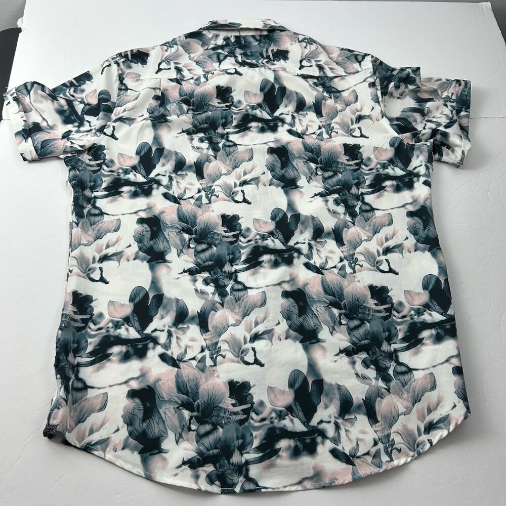 7 Diamonds 4 Way Stretch Shirt Mens Large Floral Short Sleeve Button Up - Picture 9 of 12